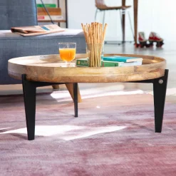 Tom Tailor Ronde Salontafel Winfield Mangohout en metaal, 75cm* Ronde Salontafel