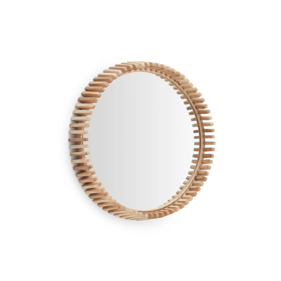 Kave Home Ronde Spiegel Polke hout* Ronde Spiegels