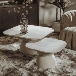 Tower Living Salontafel Barza Mangohout, Set van 2 stuks, kleur Off White* Vierkante Salontafel