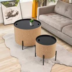 Artistiq Living Salontafel Haywood Kurk, Set van 2 stuks* Salontafel Set|Ronde Salontafel
