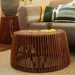 Tom Tailor Salontafel Romelia Teakhout en rotan, 69cm* Ronde Salontafel
