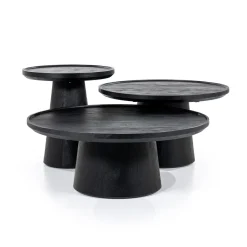 Eleonora Salontafel Ron Set van 3 stuks, kleur Zwart* Salontafel Set|Ronde Salontafel