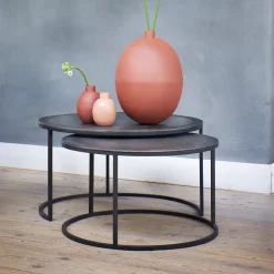 Light & Living Salontafel Talca Set van 2 stuks, 67/75cm* Salontafel Set|Ronde Salontafel
