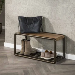 LifestyleFurn Schoenenrek Karalynn Eikenlook en staal* Halkasten