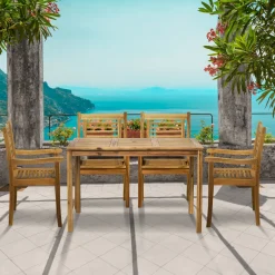 Artistiq Living Tuinset Larissa 4 stoelen + 1 tafel, Acaciahout* Eettafels Voor In Je Tuin