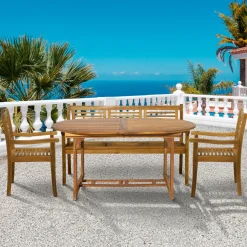 Artistiq Living Tuinset Larissa 2 stoelen + 1 bank + 1 uitschuifbare tafel, Acaciahout* Eettafels Voor In Je Tuin