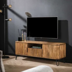 LifestyleFurn TV-meubel Sharmila 135cm, mangohout met metalen pootjes* Tv-Meubel Hout