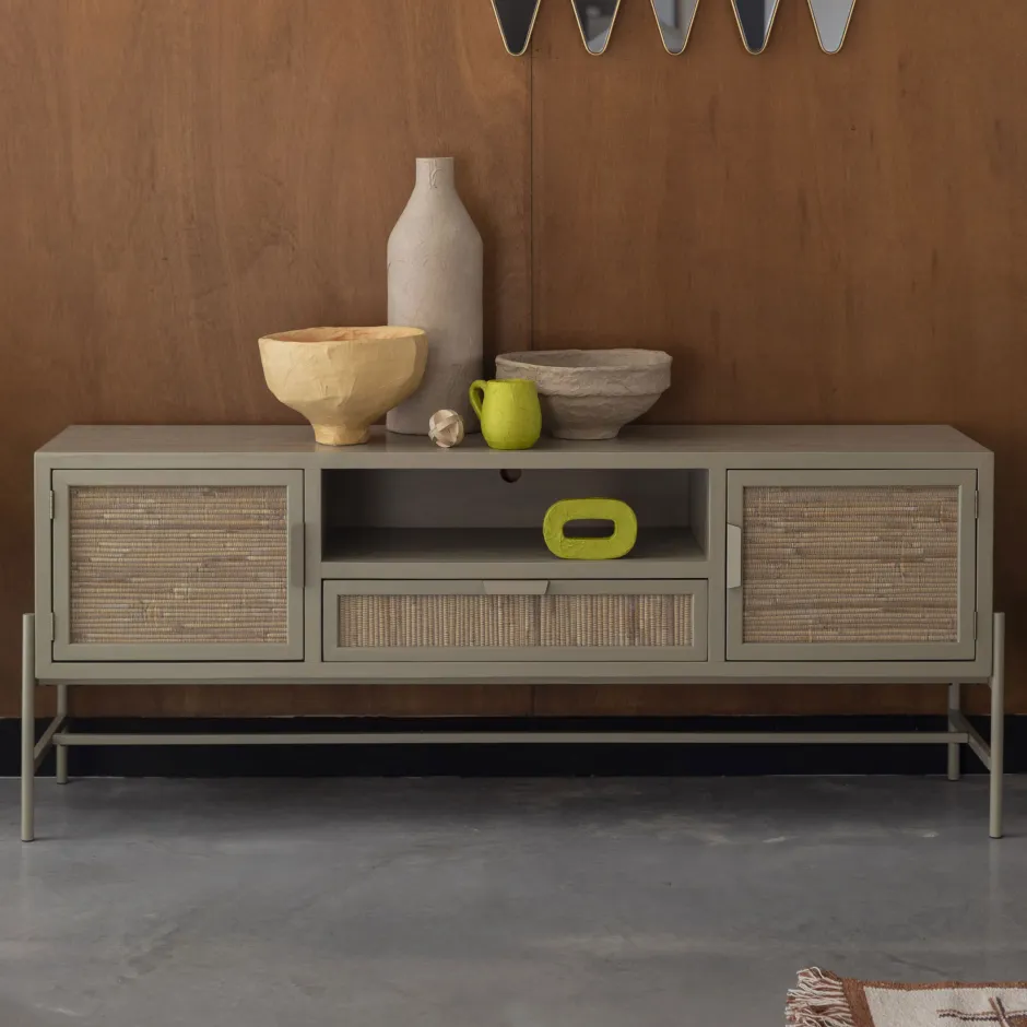 Dutchbone TV-meubel Yasu Rattan, 148cm* Tv-Meubel Zwart