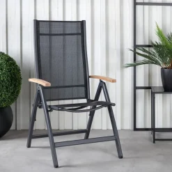 Nohr Verstelbare Tuinstoel Taysha Textileen en teak* Verstelbare Tuinstoelen