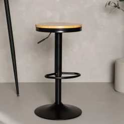 Nohr Verstelbare Barkruk Tiani Eikenlook (zithoogte 60-80cm)* Barkruk Verstelbaar|Barkruk Hout
