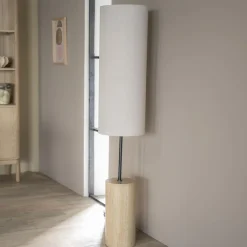 By-Boo Vloerlamp Amara Travertin en Linnen, 145cm* Vloerlampen