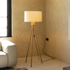 Zuiver Vloerlamp Fan Bamboo Bamboe en linnen, 155cm* Vloerlampen
