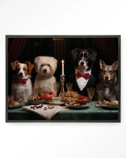 Urban Cotton Wandkleed A Dog Dinner in maat en frame naar keuze* Wandkleden