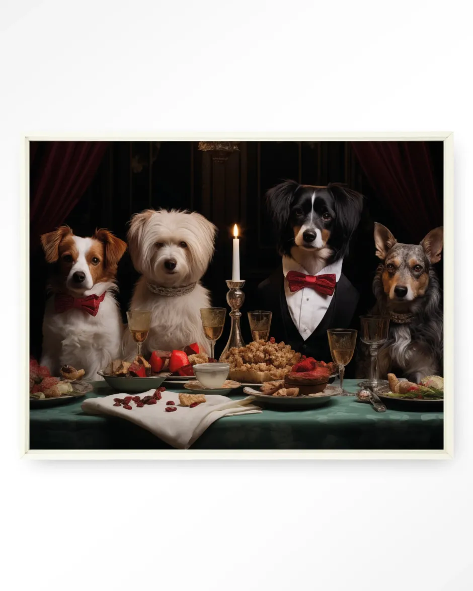 Urban Cotton Wandkleed A Dog Dinner in maat en frame naar keuze* Wandkleden