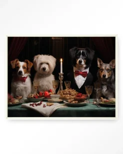 Urban Cotton Wandkleed A Dog Dinner in maat en frame naar keuze* Wandkleden