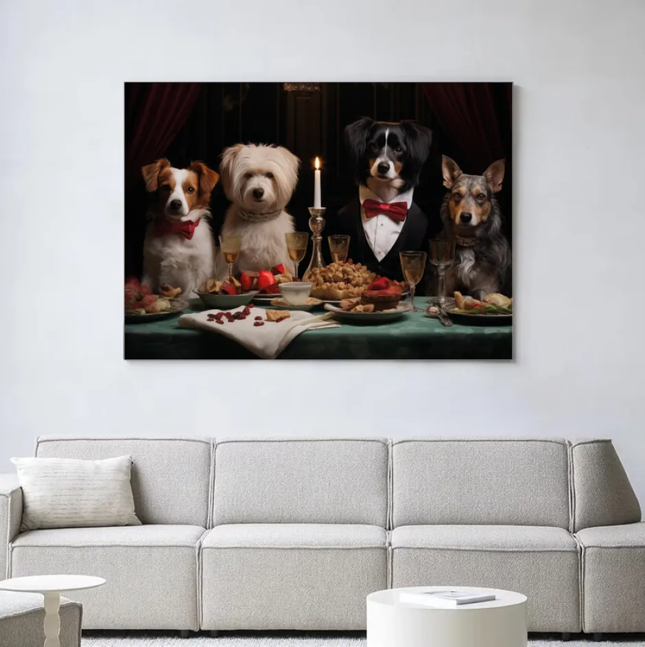 Urban Cotton Wandkleed A Dog Dinner in maat en frame naar keuze* Wandkleden
