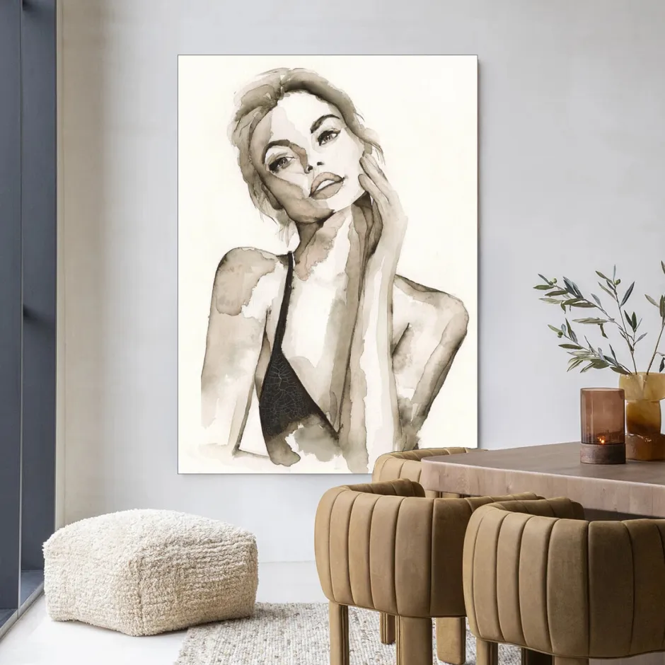 Urban Cotton Wandkleed A Womans Face in maat en frame naar keuze* Wandkleden