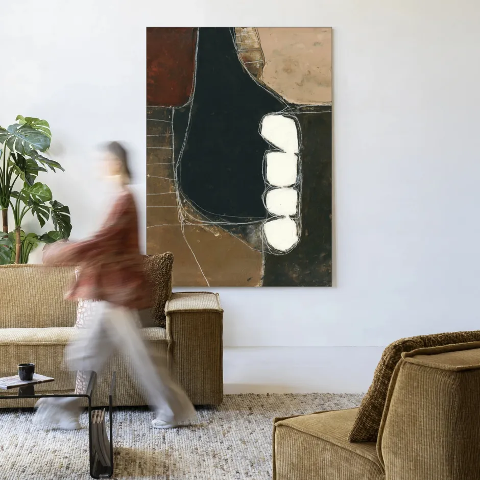 Urban Cotton Wandkleed Abstract 10 in maat en frame naar keuze* Wandkleden