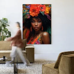 Urban Cotton Wandkleed Adesewa in maat en frame naar keuze* Wandkleden