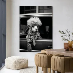 Urban Cotton Wandkleed Alpaca In Taxi in maat en frame naar keuze* Wandkleden