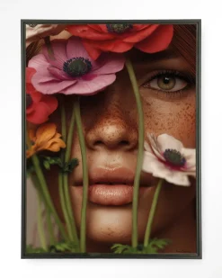 Urban Cotton Wandkleed Anemone in maat en frame naar keuze* Wandkleden