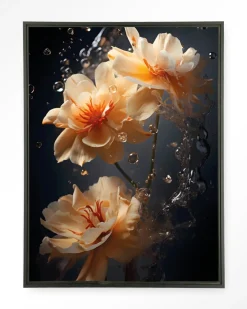 Urban Cotton Wandkleed Waterflower Dark in maat en frame naar keuze* Wandkleden