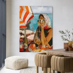 Urban Cotton Wandkleed Aperol Oclock in maat en frame naar keuze* Wandkleden