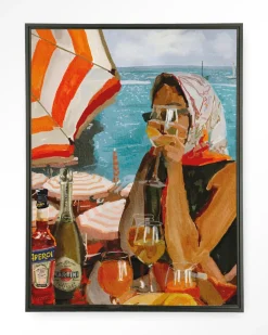 Urban Cotton Wandkleed Aperol Oclock in maat en frame naar keuze* Wandkleden