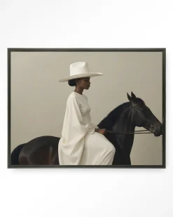 Urban Cotton Wandkleed Beige Rider in maat en frame naar keuze* Wandkleden