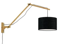 GOOD&MOJO Wandlamp Andes Naturel, Ø32cm, Bamboe en Eco linnen* Wandlampen