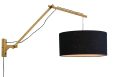 GOOD&MOJO Wandlamp Andes Naturel, Ø47cm, Bamboe en Eco linnen* Wandlampen