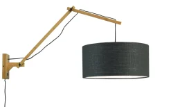 GOOD&MOJO Wandlamp Andes Naturel, Ø47cm, Bamboe en Eco linnen* Wandlampen