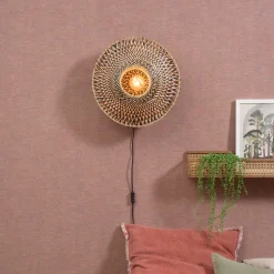 GOOD&MOJO Wandlamp Bali Rond, Bamboe* Wandlampen