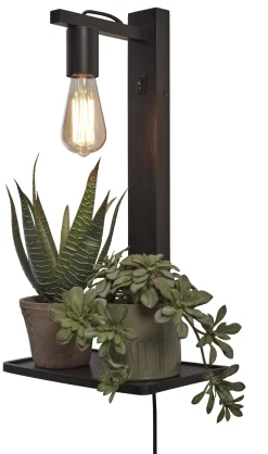 GOOD&MOJO Wandlamp Flores Met plankje, Bamboe* Wandlampen