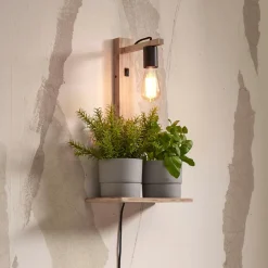 GOOD&MOJO Wandlamp Flores Met plankje, Bamboe* Wandlampen