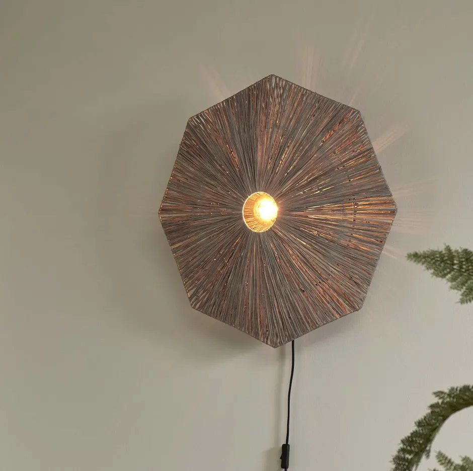 GOOD&MOJO Wandlamp Panama Raffia, kleur* Wandlampen