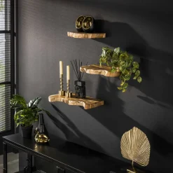 LifestyleFurn Wandplank Jenene Teakhout, Set van 3 stuks* Wandrekjes & Wandplanken