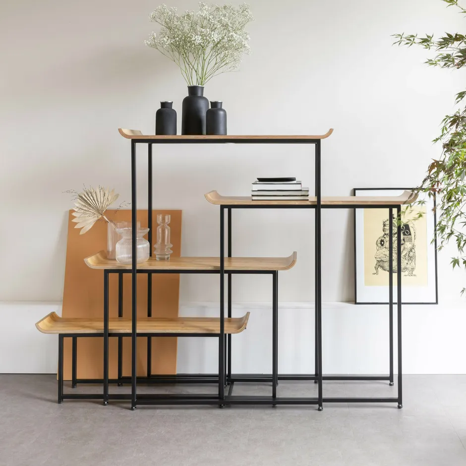Zuiver Wandrek Flodka Hout en staal, Set van 4 stuks* Wandrekken & Wandkasten