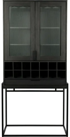 Zuiver Wijnkast Travis Walnoothout en glas, 180 x 89cm* Wijnkasten & Wijnrekken