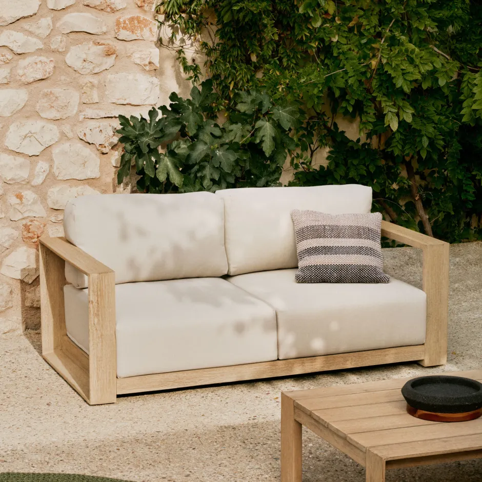 Kave Home 2-zits Loungebank Ambra Acaciahout* Tuinbanken