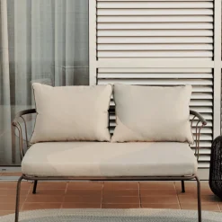 Kave Home 2-zits Loungebank Salguer Gevlochten touw en staal, kleur* Tuinbanken