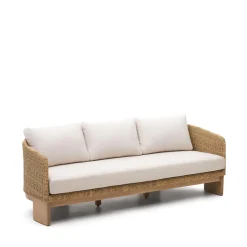 Kave Home 3-zits Loungebank Xoriguer Rattan en eucalyptushout* Tuinbanken