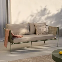 Kave Home 2-zits Loungebank Zivia Staal en touw* Tuinbanken