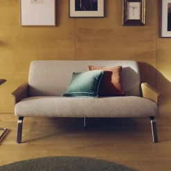 Kave Home 2-zits Bank Amsen Stof en eiken* Rechte Bank