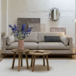 Zuiver 3-zits Bank Blossom Walnoot Eikenhout en stof* Rechte Bank