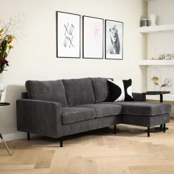 BASE 3-zits Loungebank Anne Links/Rechts, Rib* Loungebank