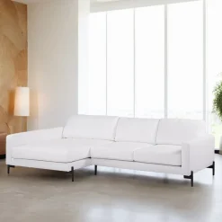 BASE 3-zits Loungebank Denika Bouclé, kleur Wit* Loungebank