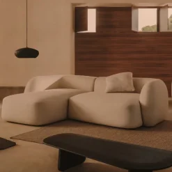 Kave Home 2-zits Loungebank Martina Structuurstof, 230cm, kleur Ecru* Organische Bank|Loungebank