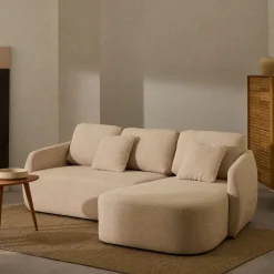 Kave Home 3-zits Lounge Slaapbank Laira Chenille, kleur Beige* Slaapbank|Slaapbanken, Slaapstoelen & Vouwbedden