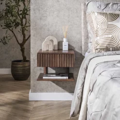 LifestyleFurn Zwevend Nachtkastje Alania Met 1 lade en legplank, Acaciahout* Nachtkastjes|Nachtkastjes